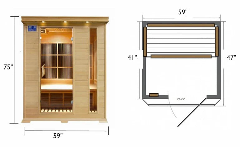 SunRay Aspen 3-Person Hemlock Infrared Sauna with Carbon Heaters