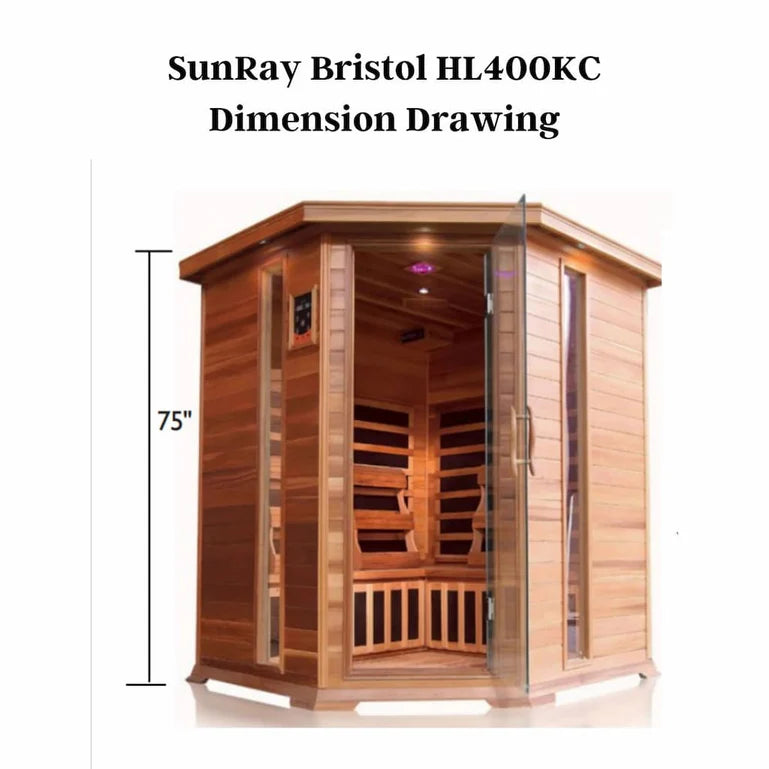 SunRay Bristol Bay 4-Person Corner Cedar Infrared Sauna with Carbon Heaters