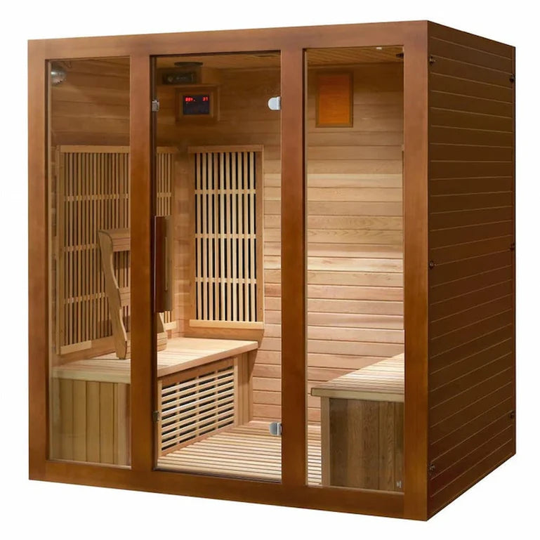 SunRay Roslyn 4-Person Cedar Infrared Sauna with Carbon Heaters & Side Bench Seating