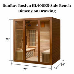 SunRay Roslyn 4-Person Cedar Infrared Sauna with Carbon Heaters & Side Bench Seating