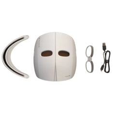 White face mask with ear straps and a cable on a white background